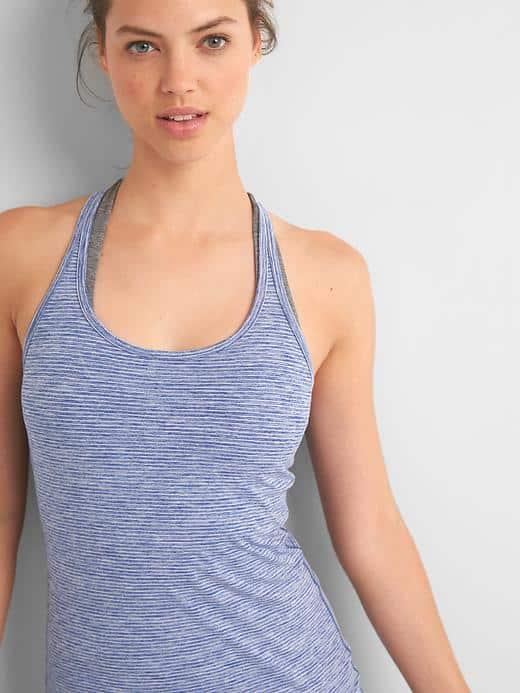 Gap Women Breathe Stripe Racerback Tank - Capital Blue