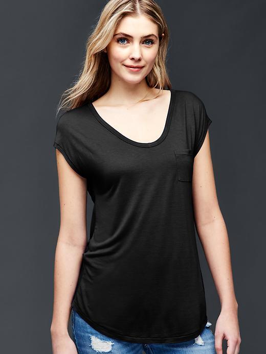 Gap Women Cap Sleeve Pocket Tee - True Black
