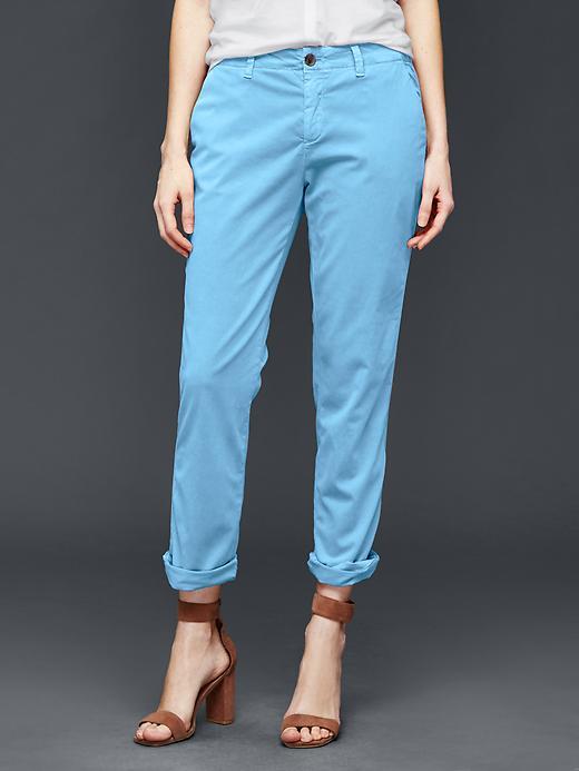 Gap Women Twill Stripe Girlfriend Chino - Blue Flash