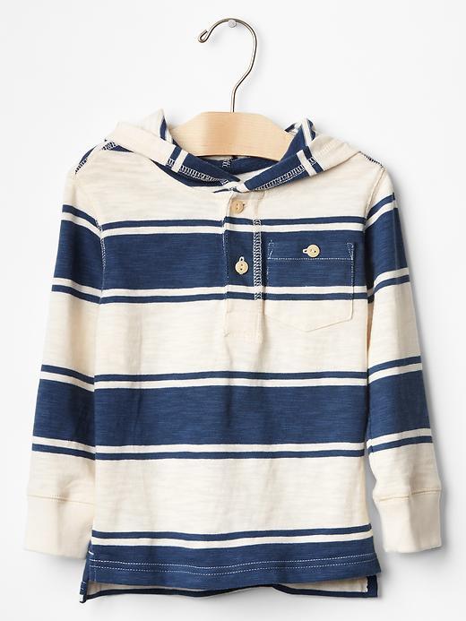 Gap Stripe Henley Hoodie - Ibeza Sea