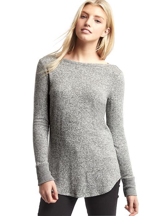 Gap Women Softspun Knit Cowl Back Top - Light Grey Marle