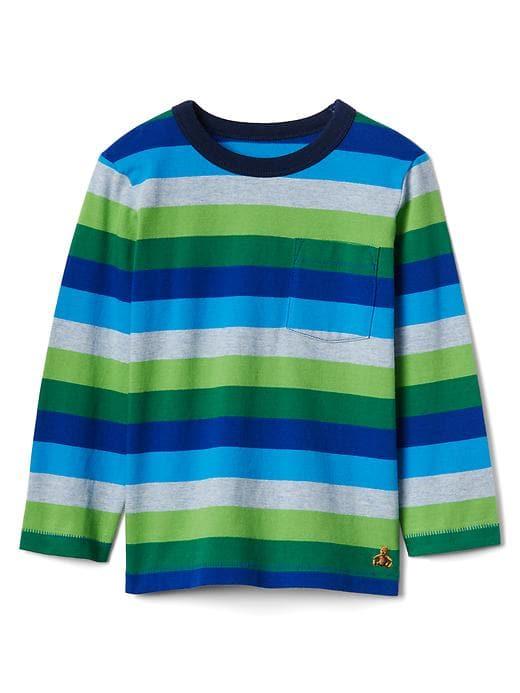 Gap Stripe Long Sleeve Pocket Tee - Holiday Green