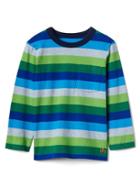 Gap Stripe Long Sleeve Pocket Tee - Holiday Green