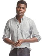 Gap Men True Wash Poplin Dotted Pinstripe Slim Fit Shirt - Trek Grey