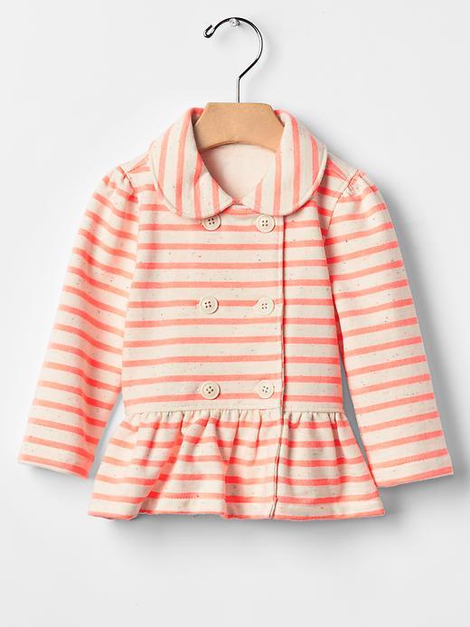 Gap Stripe Terry Jacket - Neon Coral