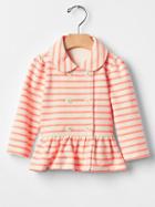 Gap Stripe Terry Jacket - Neon Coral
