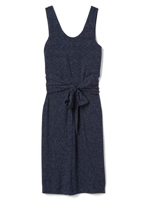 Gap Women Spacedye Tie Front Tank Dress - Navy Space Dye