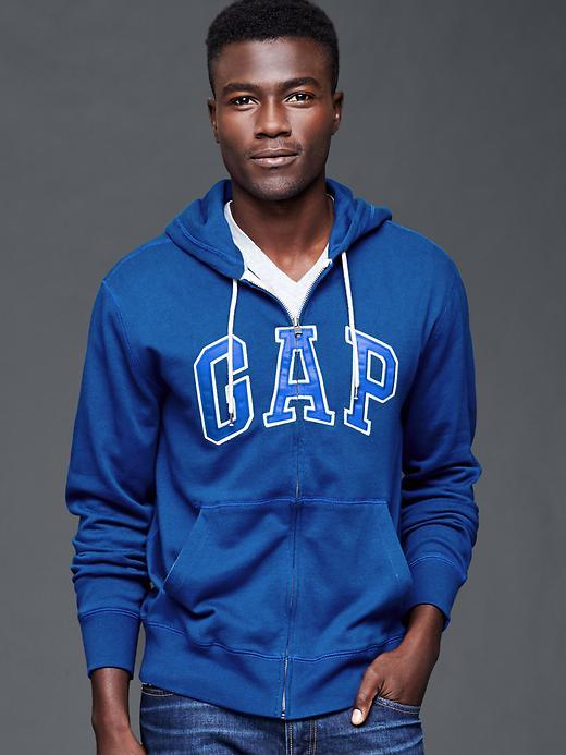 Gap Men Logo Solid Zip Hoodie - Soccer Blue