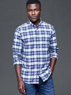 Gap Men Oxford Plaid Standard Fit Shirt - Buoy Red