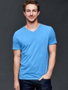 Gap Men Vintage Wash V Neck T Shirt - Academy Blue