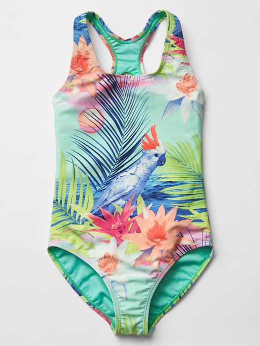Gap Tropical Cockatoo Swim One Piece - Shore Blue