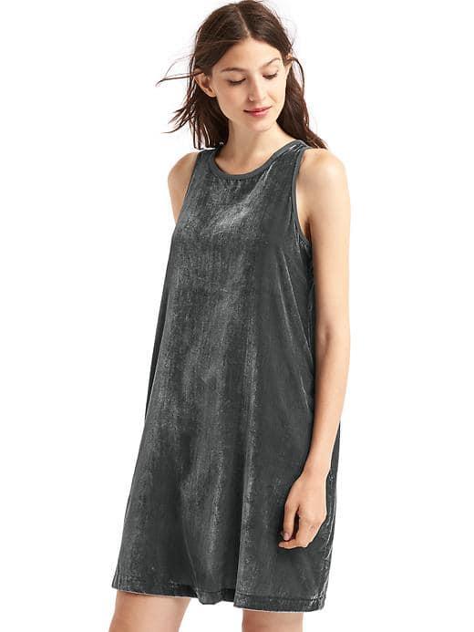 Gap Women Velvet Swing Dress - Cast Iron