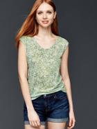 Gap Linen Cap Sleeve Star Tee - Desert Sage