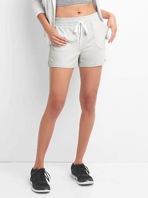 Gap Women Performance Brush Jersey Drawstring Shorts - Oatmeal Heather