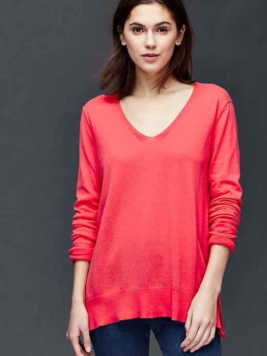 Gap Women Marled V Neck Sweater - Rose Bush