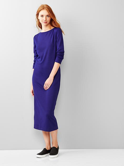 Gap Women Boatneck Zip Back Midi Dress - Royal