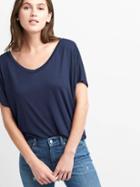 Gap Women Double V Neck Tee - Dark Night