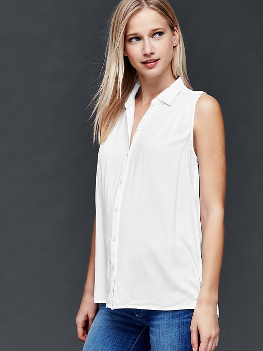 Gap Women Sleeveless Shirred Shirt - White