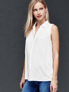 Gap Women Sleeveless Shirred Shirt - White