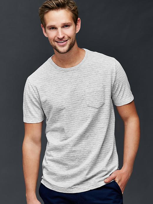 Gap Men Slub Jersey Multi Stripe T Shirt - Gray Stripe