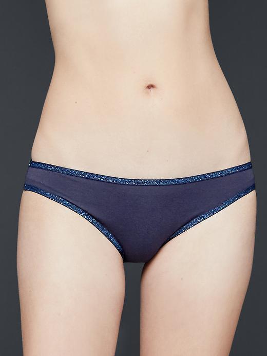 Gap Women Metallic Trim Cheeky Bikini - Dark Indigo