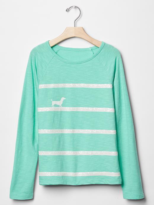 Gap Sequin Stripe Graphic Tee - Aqua Tide