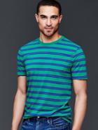 Gap Men Vintage Wash Multi Stripe T Shirt - Green Stripe