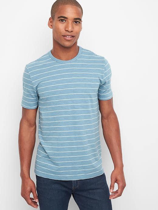 Gap Men Stripe Slub Jersey Crewneck Tee - Pacific