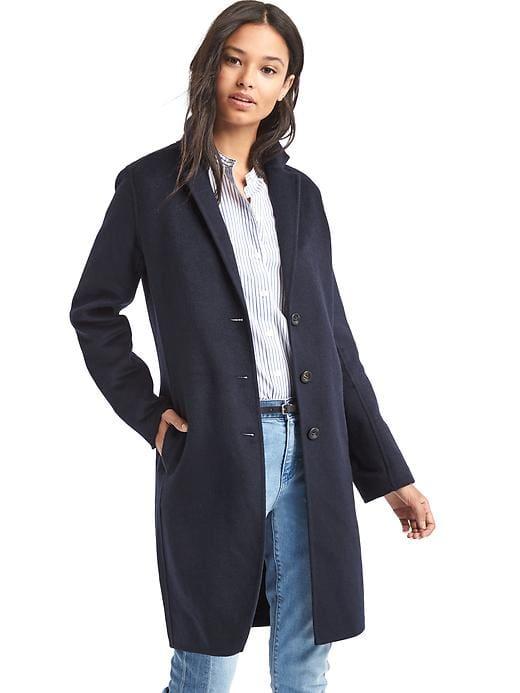 Gap Women Wool Blend Car Coat - Dark Night