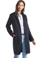 Gap Women Wool Blend Car Coat - Dark Night