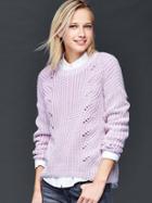 Gap Marled Open Knit Cable Sweater - Gauzy Lilac