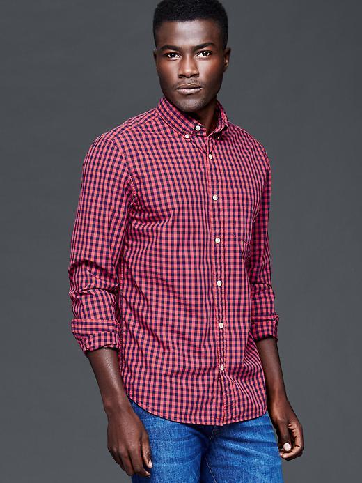 Gap Men Gingham Poplin Shirt - Red