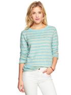 Gap Marled Stripe Sweatshirt - White Stripe