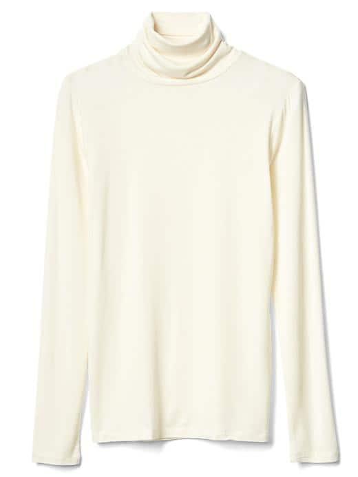 Gap Women Maximum Heat Long Sleeve Turtleneck Tee - Ivory Frost