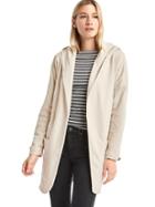 Gap Women French Terry Hooded Cardigan - Oyster