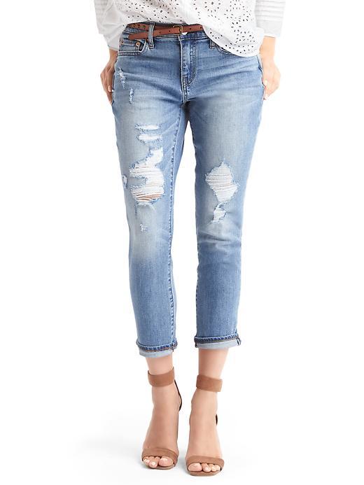 Gap Women Authentic 1969 Destructed Best Girlfriend Jeans - Medium Indigo