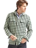 Gap Men Gingham Flannel Shirt - Green