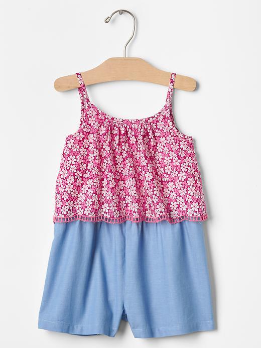 Gap Floral Two Tier Romper - Bright Fuchsia