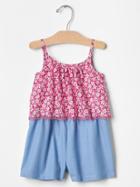 Gap Floral Two Tier Romper - Bright Fuchsia