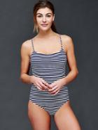 Gap Women Low Back One Piece - Navy/white Stripe