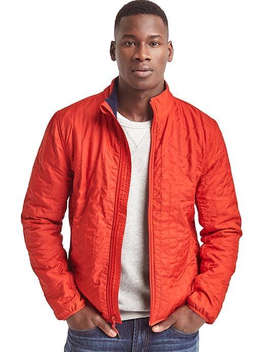 Gap Men Fleece Lined Quilt Jacket - Persimmon
