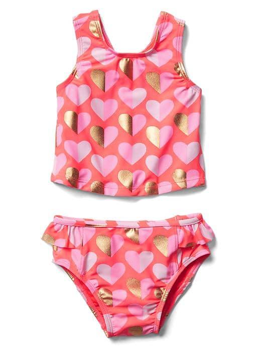 Gap Print Tank Swim Two Piece - Neon Light Pink