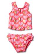 Gap Print Tank Swim Two Piece - Neon Light Pink