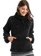 Gap Women Sherpa Funnel Neck Pullover - True Black