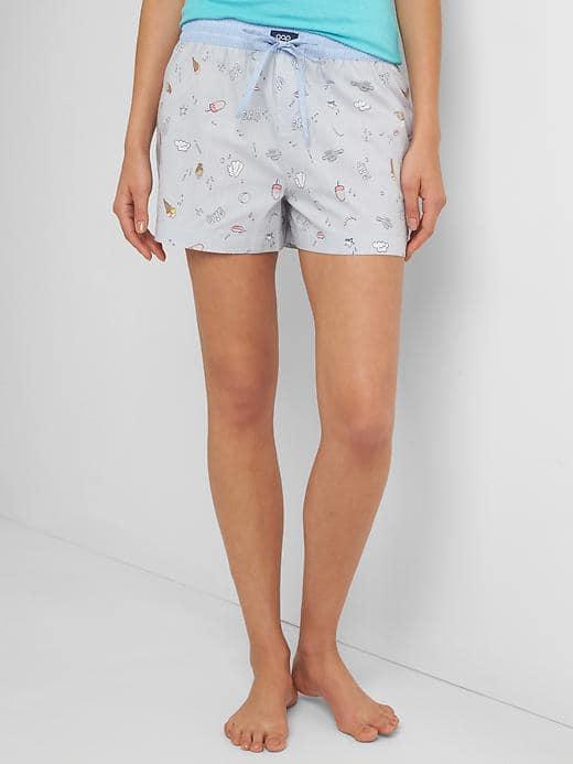 Gap Women Poplin Print Sleep Shorts - Summer Time Fun