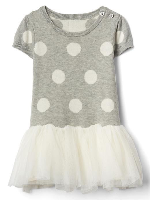 Gap Dotty Mix Fabric Tutu Dress - Light Heather Gray