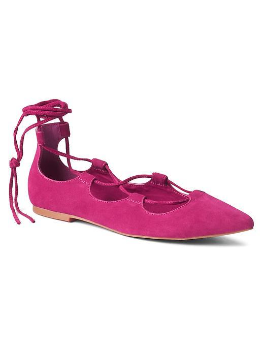 Gap Women Lace Up Ballet Flats - Standout Pink