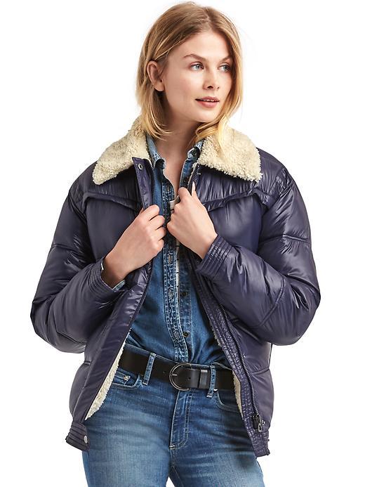 Gap Women Coldcontrol Max Sherpa Lined Puffer Jacket - Dark Night