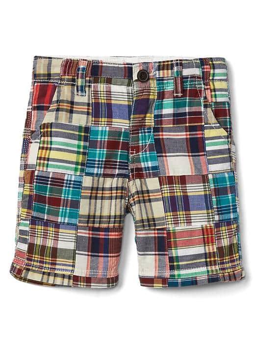 Gap Patchwork Madras Flat Front Shorts - Elysian Blue