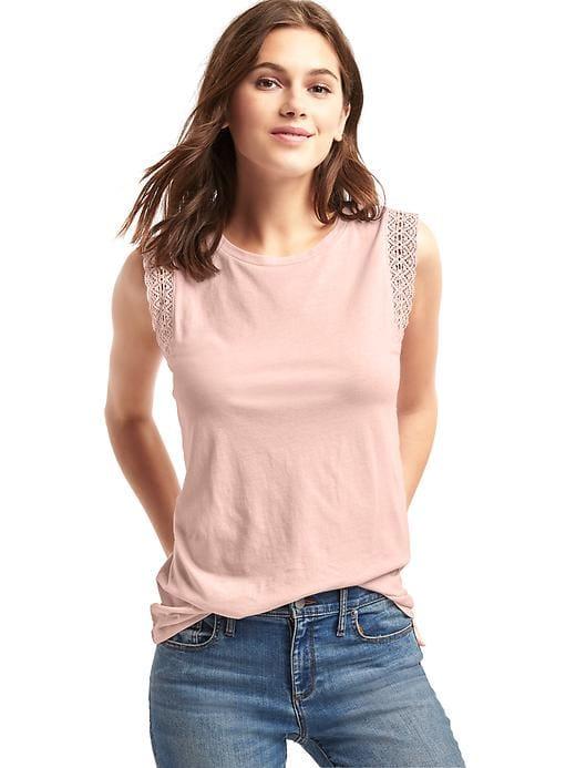 Gap Luxe Crochet Trim Muscle Tank - Milkshake Pink